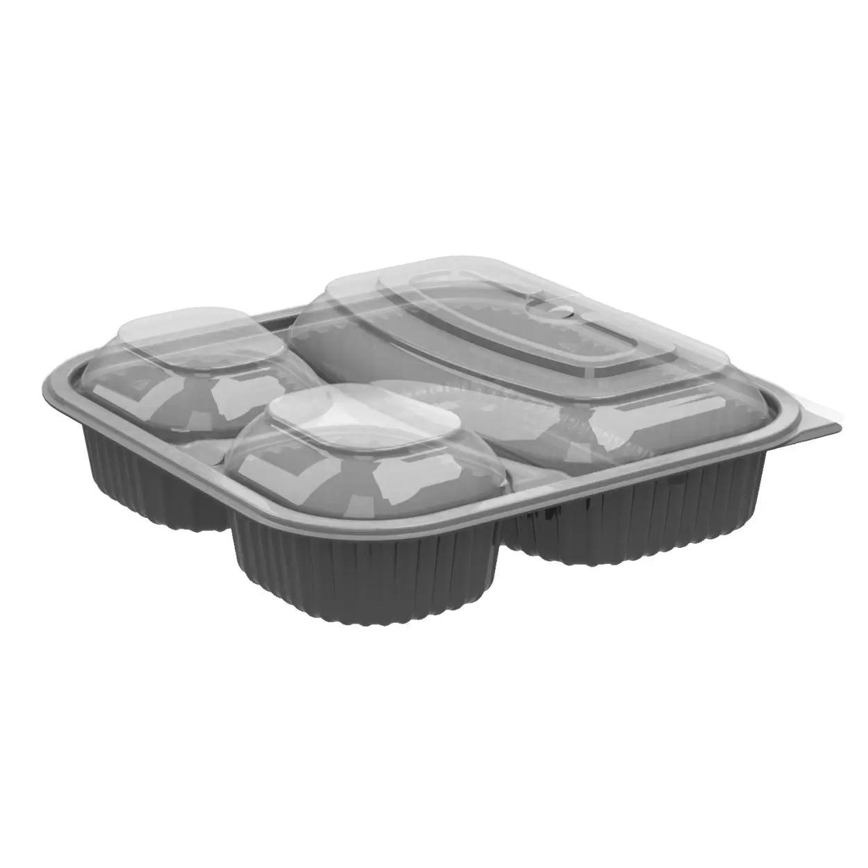 Anchor Culinary Squares - 3-Compartment Container with Lids [150/Case]