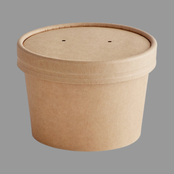 Kraft Paper Food Cup with Vented Lid 8 oz [500 Pack]
