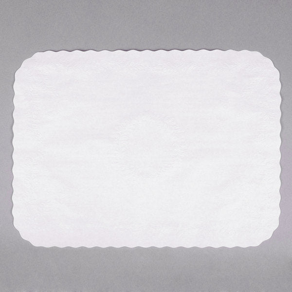 14" x 19" White Embossed Tray mat with Scalloped Edge [1000/Case]