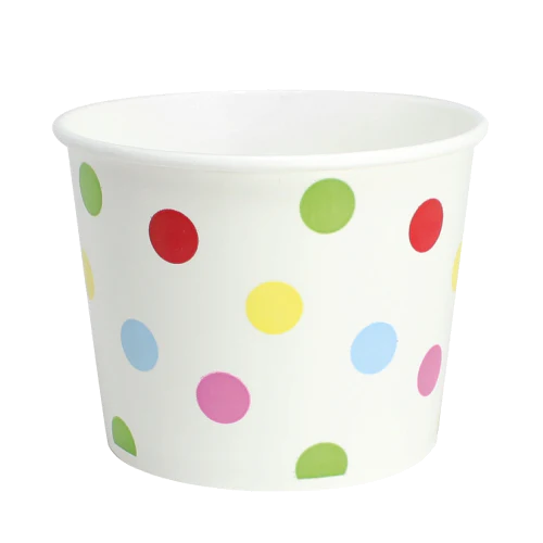 Karat 16 oz Paper Food/Ice Cream/Yogurt Cup, Dot Print [1000/Case]