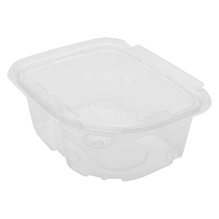 Karat 16 oz PET Plastic Tamper Resistant Hinged Lid Deli Container [200 sets]