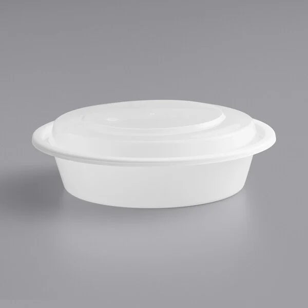 24 oz. Round Microwavable Heavy Weight Container with Lid, White  [150/Case]