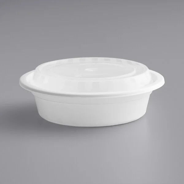 16 oz. Round Microwavable Heavy Weight Container with Lid, White  [150/Case]