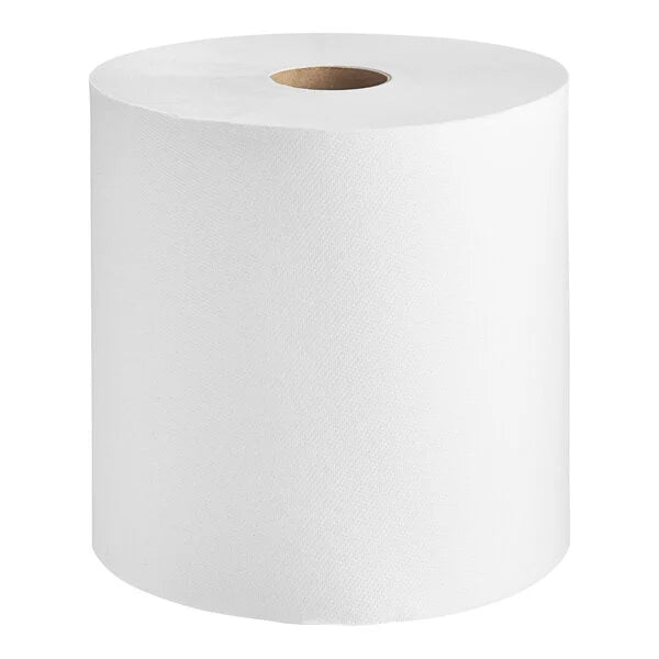 8" Hard wound Towel Roll 600' White, [6 Rolls]