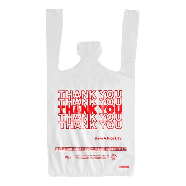 1/6 Plastic T-Shirt Thankyou Print Bags [600/CS]