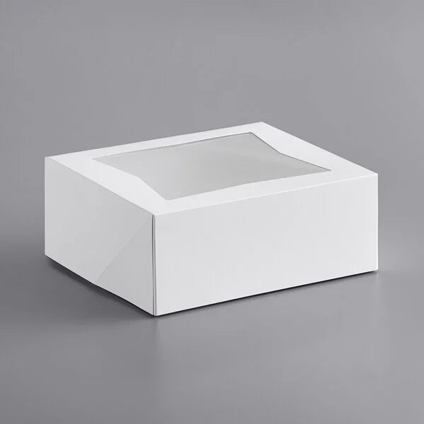 10 1/4" x 8" x 4" White Auto-Popup Window Cake / Donut / Bakery Box [200/Case]