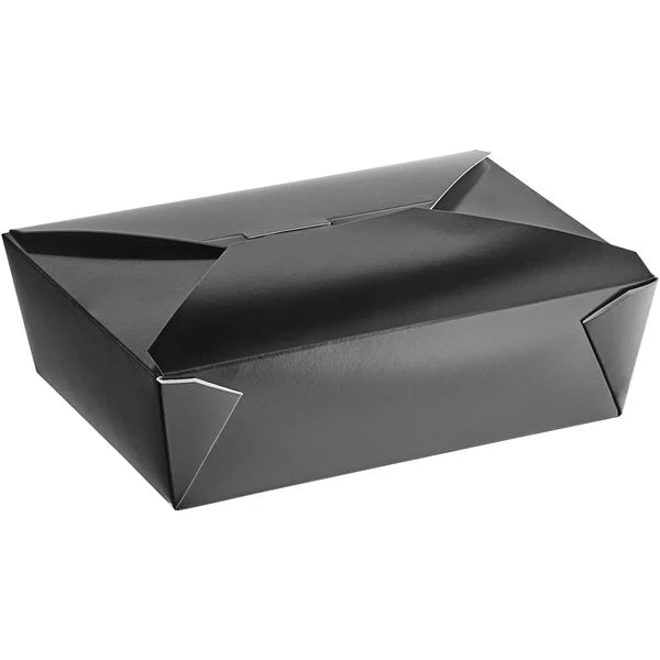 #3 - 71 oz Black Folded Paper Take-Out Container [200/Case]