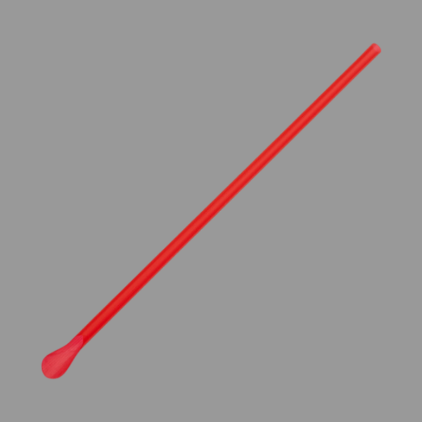 Plastic Spoon Straws 10 1/4" Red, Paper Wrapped [300 Pack]