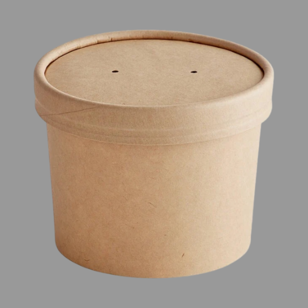 Kraft Paper Food Cup with Vented Lid 12 oz [500 Pack]