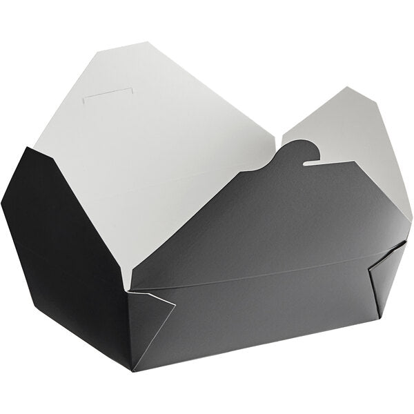 #3 - 71 oz Black Folded Paper Take-Out Container [200/Case]