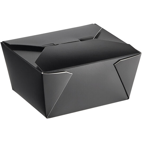 #1 - 30 oz Black Folded Paper Take-Out Container [450/Case]