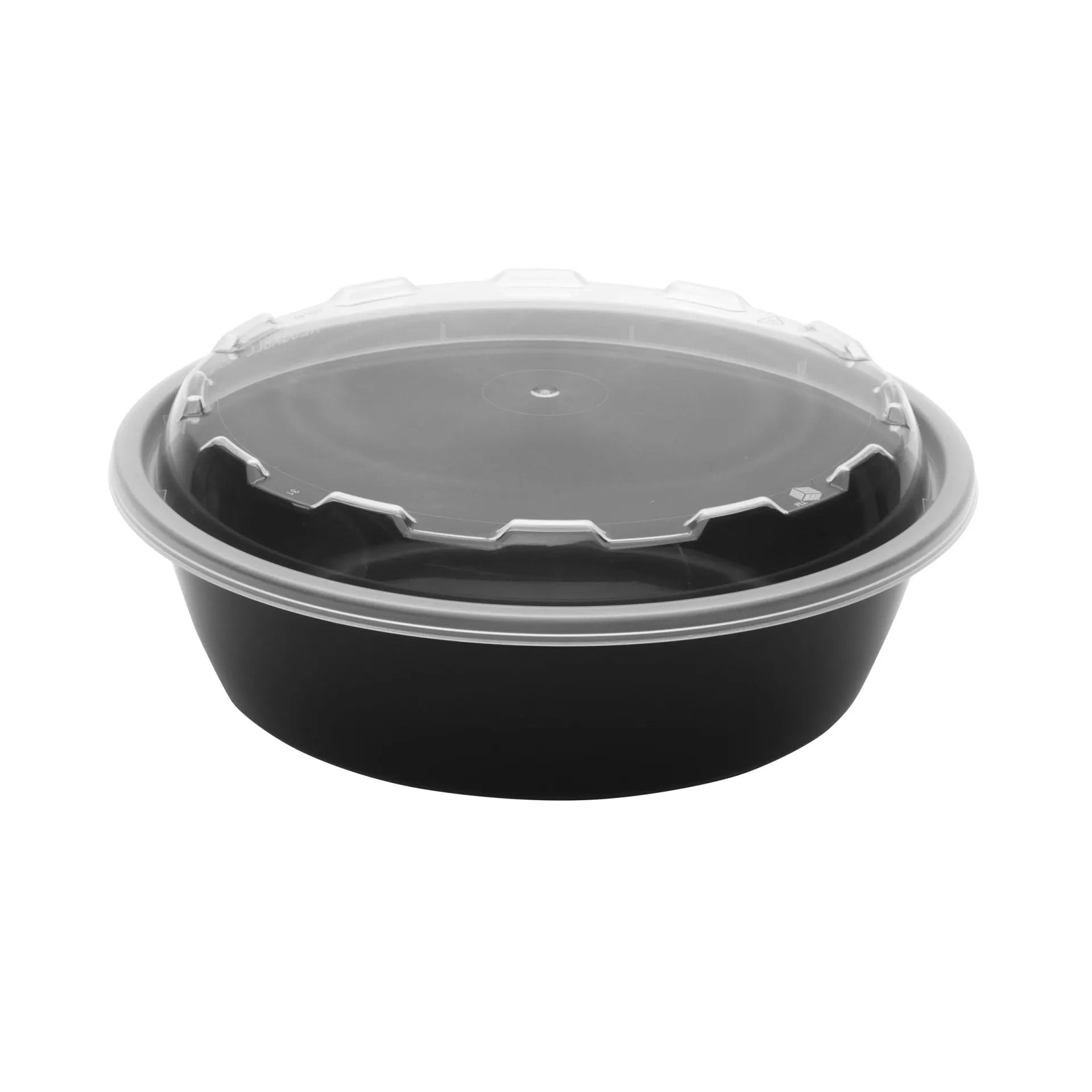 24 oz Cubeware CO-624 Round Microwavable Containers with Vented Lids, Black [150/Case]