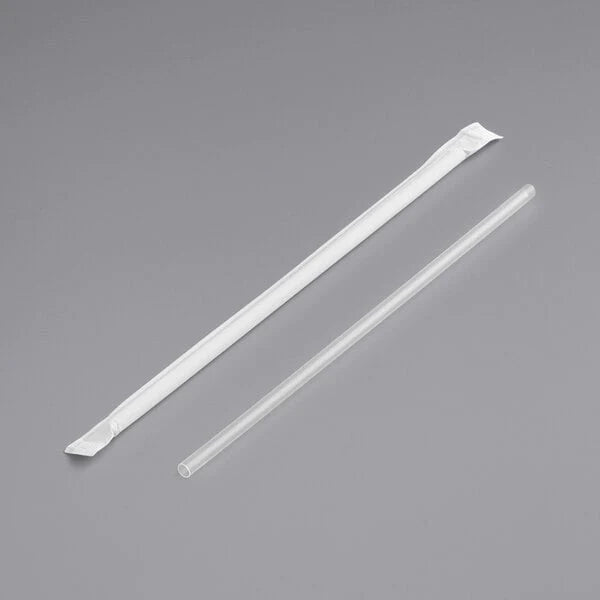 Plastic Jumbo Straws 7 3/4" Paper Wrapped [500 Pack]