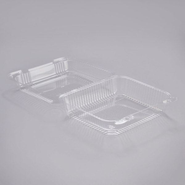 Dart C90PST1 - 8 1/4" x 8 1/4" x 3" Hinged Lid Plastic Container [250/Case]