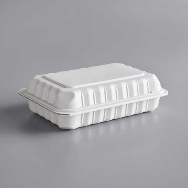 9X6 Microwaveable Mineral-Filled Plastic Hinged Clamshell, White [150 Pack]