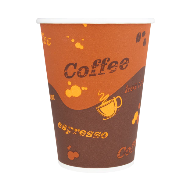 12 oz Karat Coffee Print Paper Hot Cups [1000/Case]