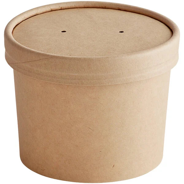 Kraft Paper Food Cup with Vented Lid 12 oz [500 Pack]