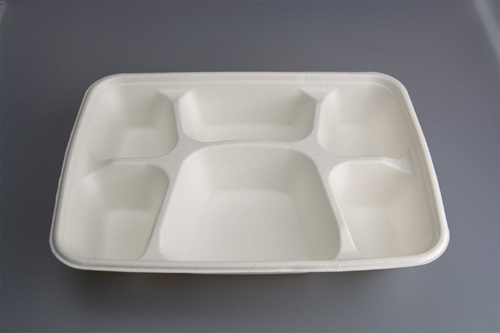 6 Compartment Biodegradable Deep Meal Tray [300 Pack]