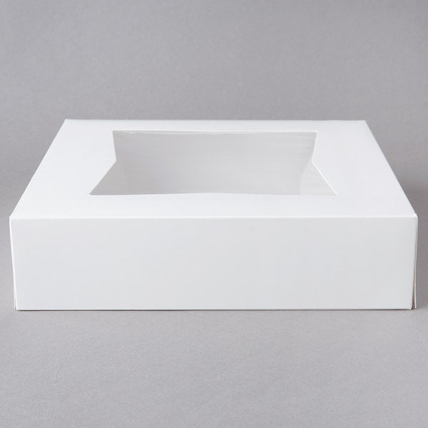 10" x 10" x 2 1/2" White Auto-Popup Window Bakery Box [200/Case]