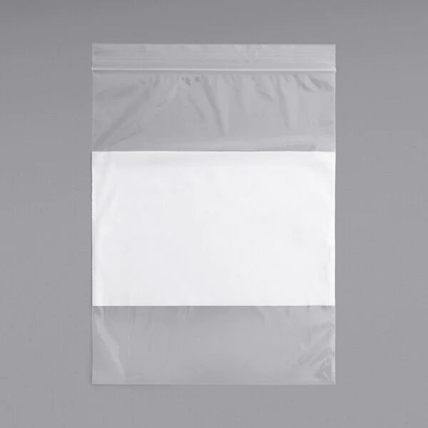 2 Gallon Reclosable Zip Seal Bags with Write on Block, [100/Case]