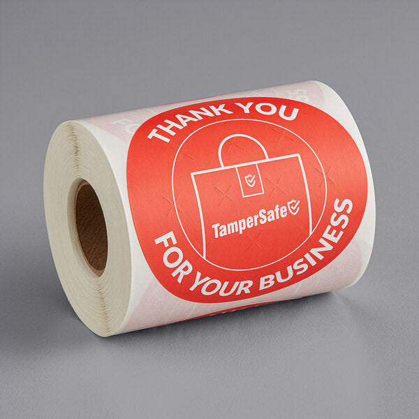 Tamper Evident Red Label Roll 3" [Thank You for Your Business]