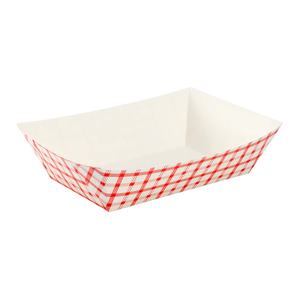 Karat 5.0 LB Food Tray - Shepherd's Check, Red [500/CASE]