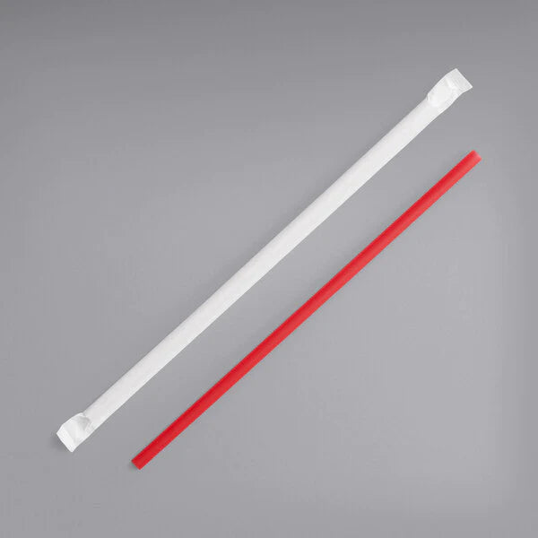 Plastic Giant Straws 10 1/4" Paper Wrapped [300 Pack]