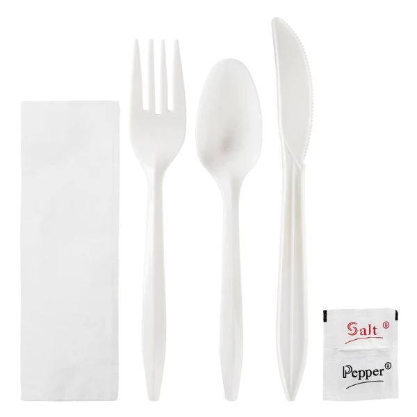 Karat Medium Weight 6 Pcs Cutlery Kits, White [250/kits]