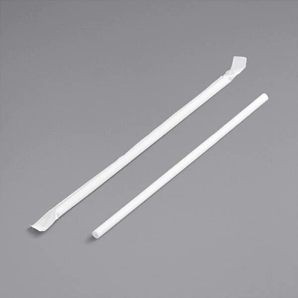 Plastic Jumbo Straws 7 3/4" Paper Wrapped [500 Pack]